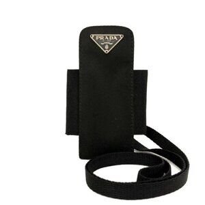 PRADA Logo Plate Nylon Strap Phone Case Holder Black/6BC0767